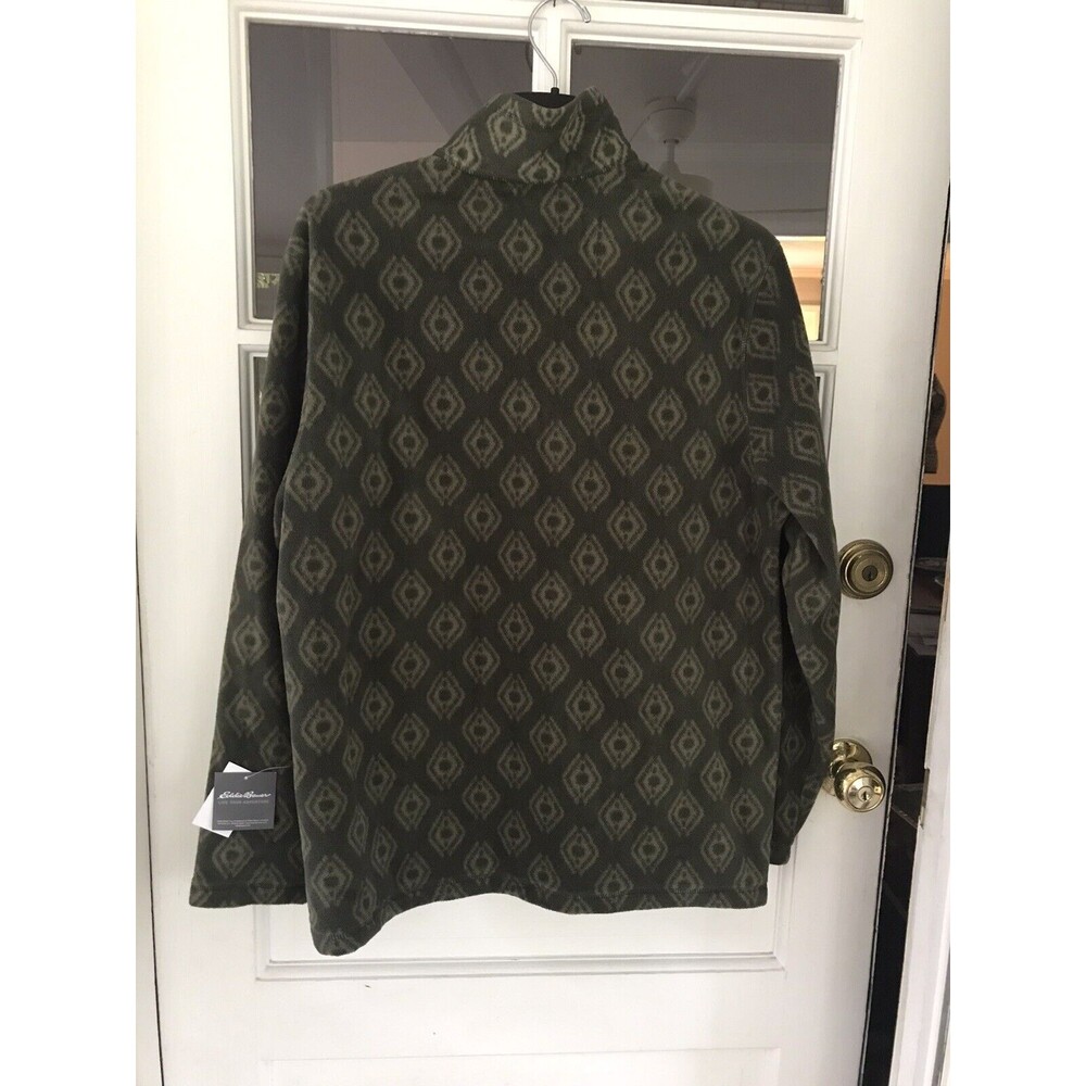 Eddie Bauer 1/4 Button Pullover SZ Large Green Fleece Hiking Outdoors New Men's - Picture 2 of 7